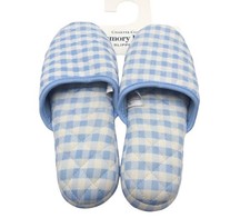 Charter Club Women's Quilted Gingham Clog Slippers, blue, XL