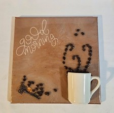 3D Coffee Wall Art Good Morning Coffee Beans, Cup 11.75" Tall Excellent Vintage