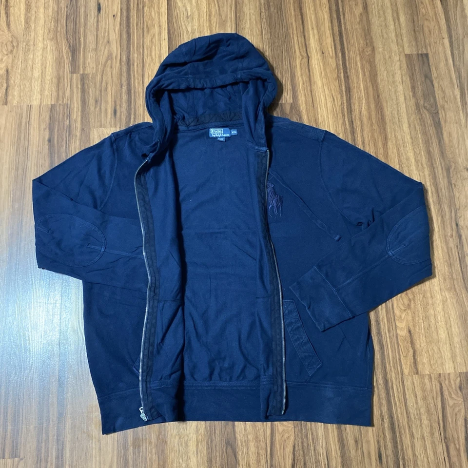 Polo Ralph Lauren Big Pony Sudadera con Capucha 2XL Manga Larga Preppy Pullover Azul sobre Azul Foto 3 de 4