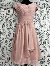 Elegant Pink Mauve Ruched A-line Chiffon Dress Cap Sleeves Sz S 4 Bridesmaid #8