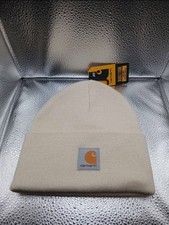 Carhartt Youth Knit Beanie Hat Beige One Size Logo Stocking Cap