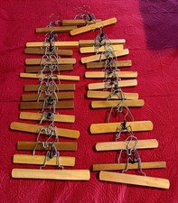 Lot of 30 Wooden Non-Slip Pants / Skirt Clamp Clip Clothes Hangers