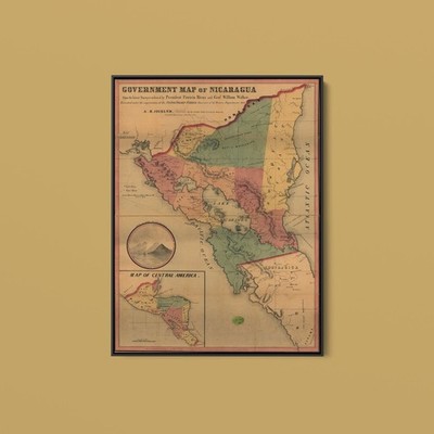Vintage Maps - Nicaragua - Art Print on Paper or Canvas