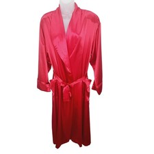 Vintage Victoria's Secret Heart Label Long Robe Red Satin Wrap Lingerie M/L Y2K