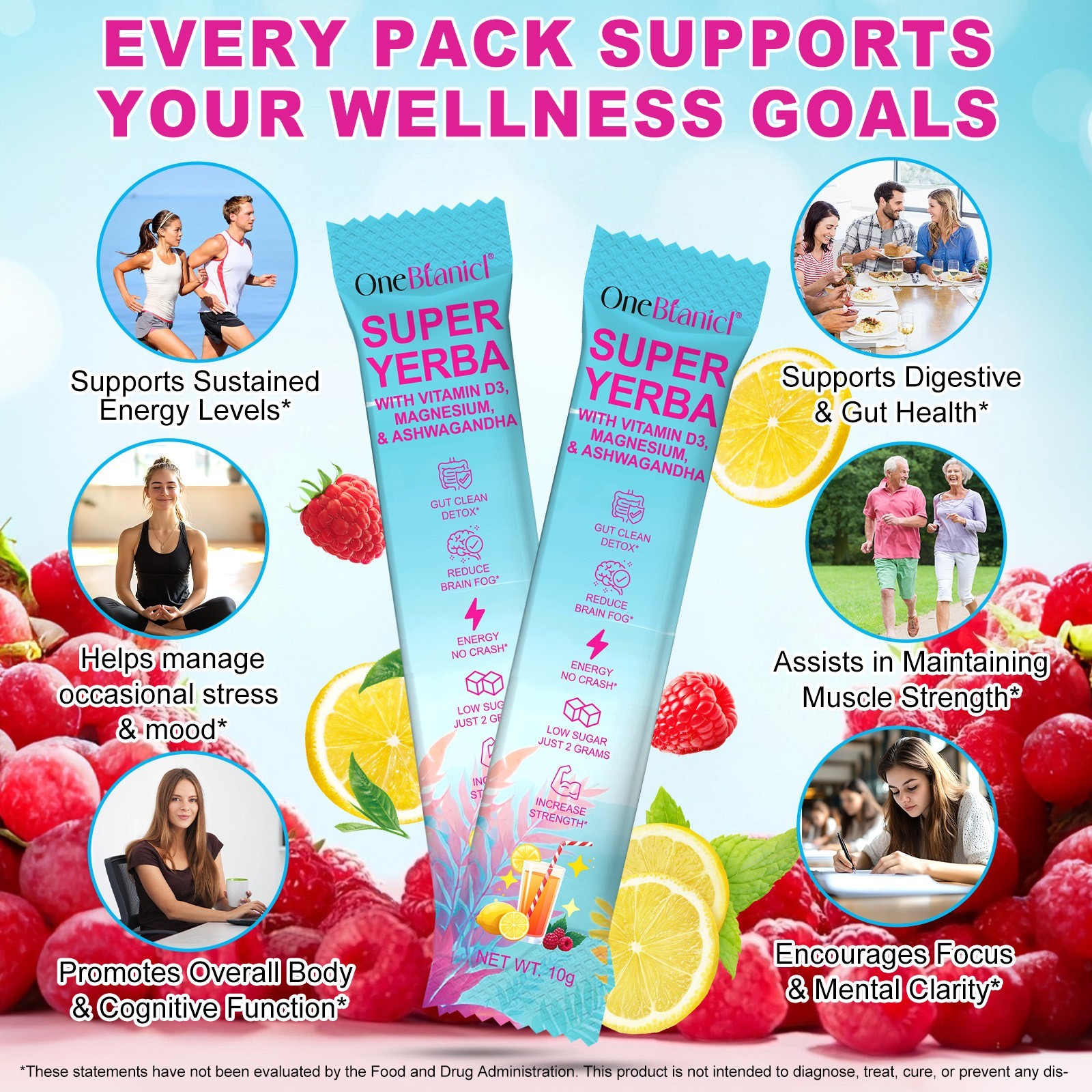 Super Yerba Instant Powder Packets, Mate Tea with Raspberry Lemonade Flavor, 30