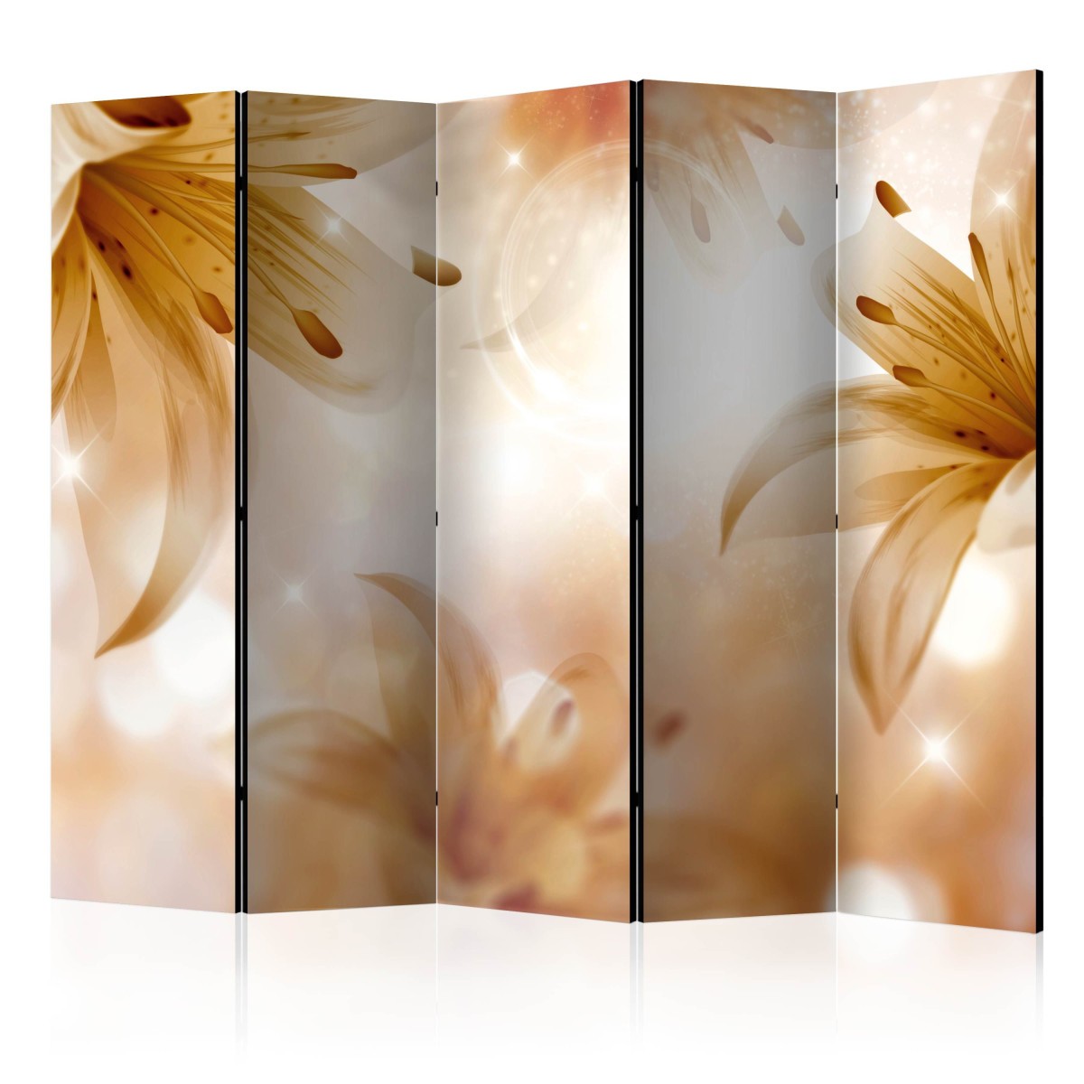 Paravent 5 volets haut de gamme motif floral 172x225 cm en toile intissée