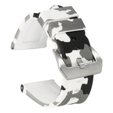 Silicone Watch Bands 26mm Soft Watch Band with Silver Buckle, Camo White