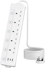 Image of 2M 5 Gang Extension Lead with 3 USB Slots (2 USB-A,1 USB-C), Individually
