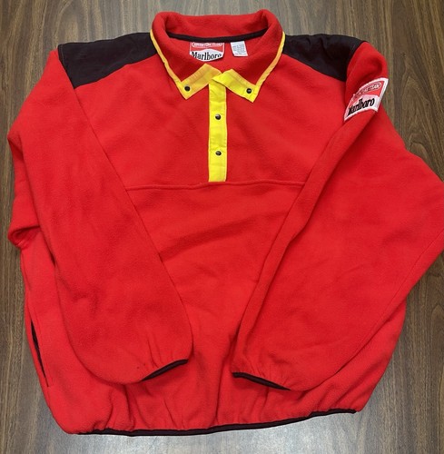 Marlboro, Vintage 90s Marlboro Adventure Team Fleece Jacket Half Button Snap Men’s XL Red
