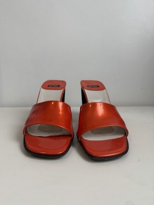 Vintage Stuart Weitzman Orange Open Toe  High Heel  Mules Size 7  Y2K 90s 