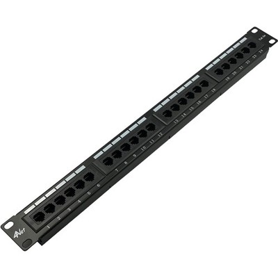 24 Port Patch Panel Black Color UTP Unshield CAT 5E 19Inches