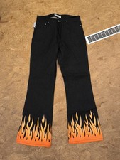 Fishbone Jeans, L/33, schwarz-orange, Flammen, retro, NEU