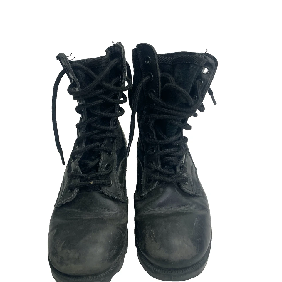 Botas militares de combate estilo ROTHCO de malla de cuero negro talla 2R Foto 2 de 4