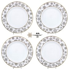 American Atelier FLURRIES 10.75" Dinner Plate Set 4 Snowflakes Matte Gold 3370