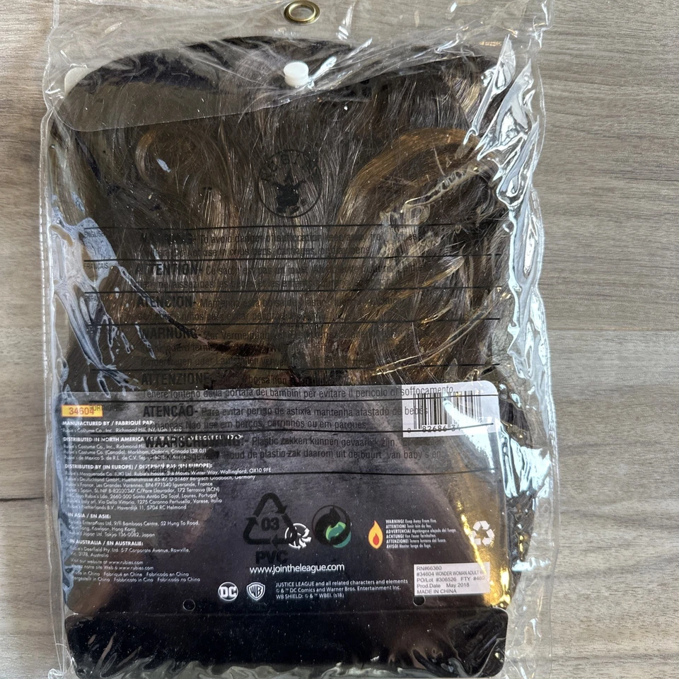 Peluca Mujer Maravilla Liga de la Justicia para adultos Foto 3 de 4