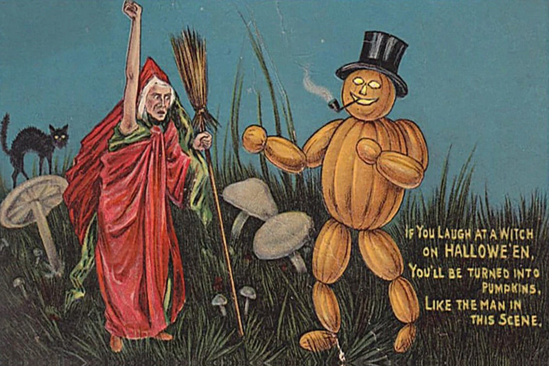 Happy Halloween  SPOOKY Vintage Reproduction Postcard  6" X 4" h10