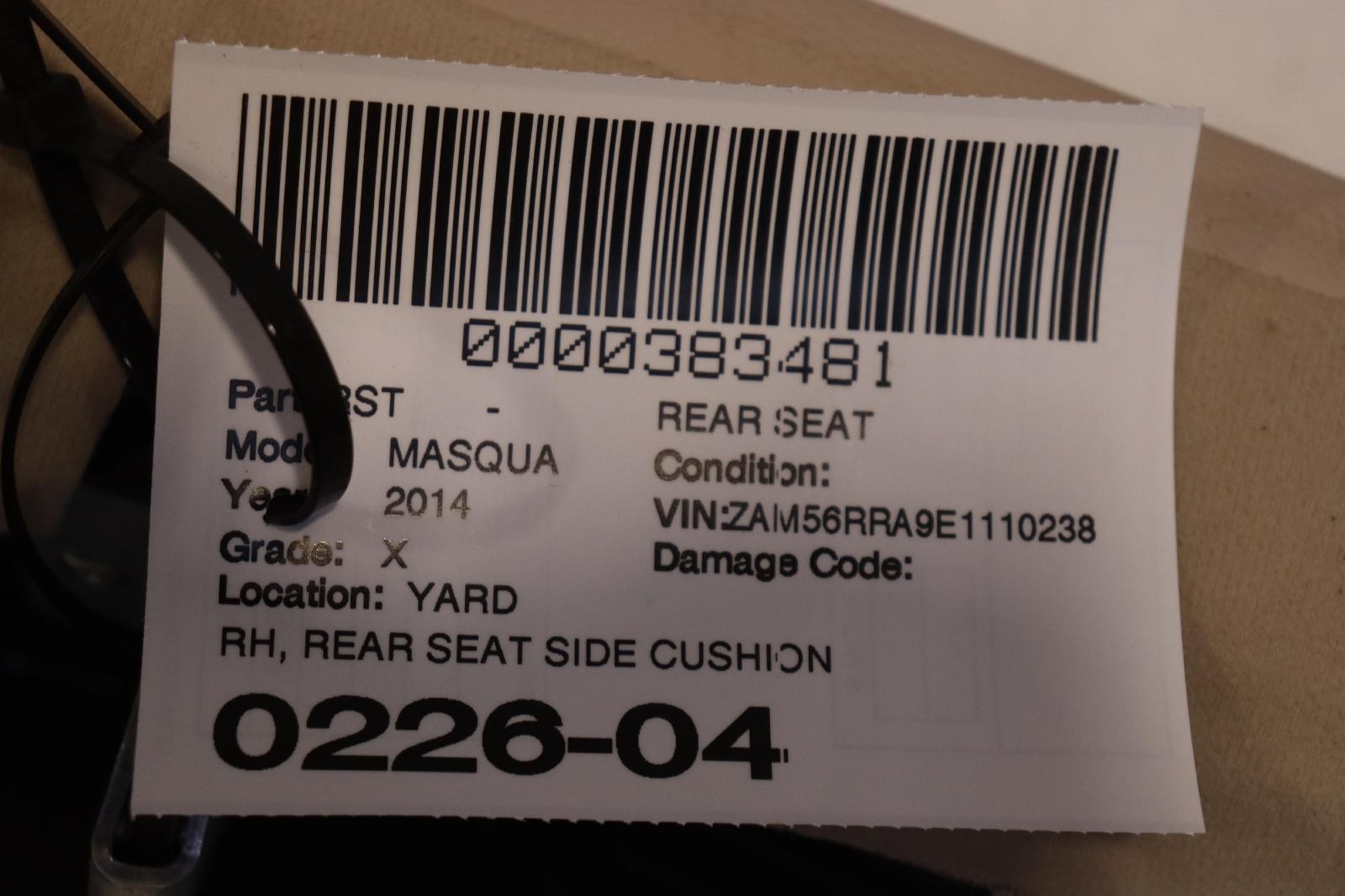 2014-2017 MASERATI QUATTROPORTE REAR RIGHT SIDE SEAT CUSHION BOLSTER PAD OEM