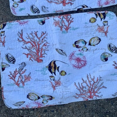 Beach theme quilted pillowcases Max Studio Set Of 2 Tropical Nautical Marine 