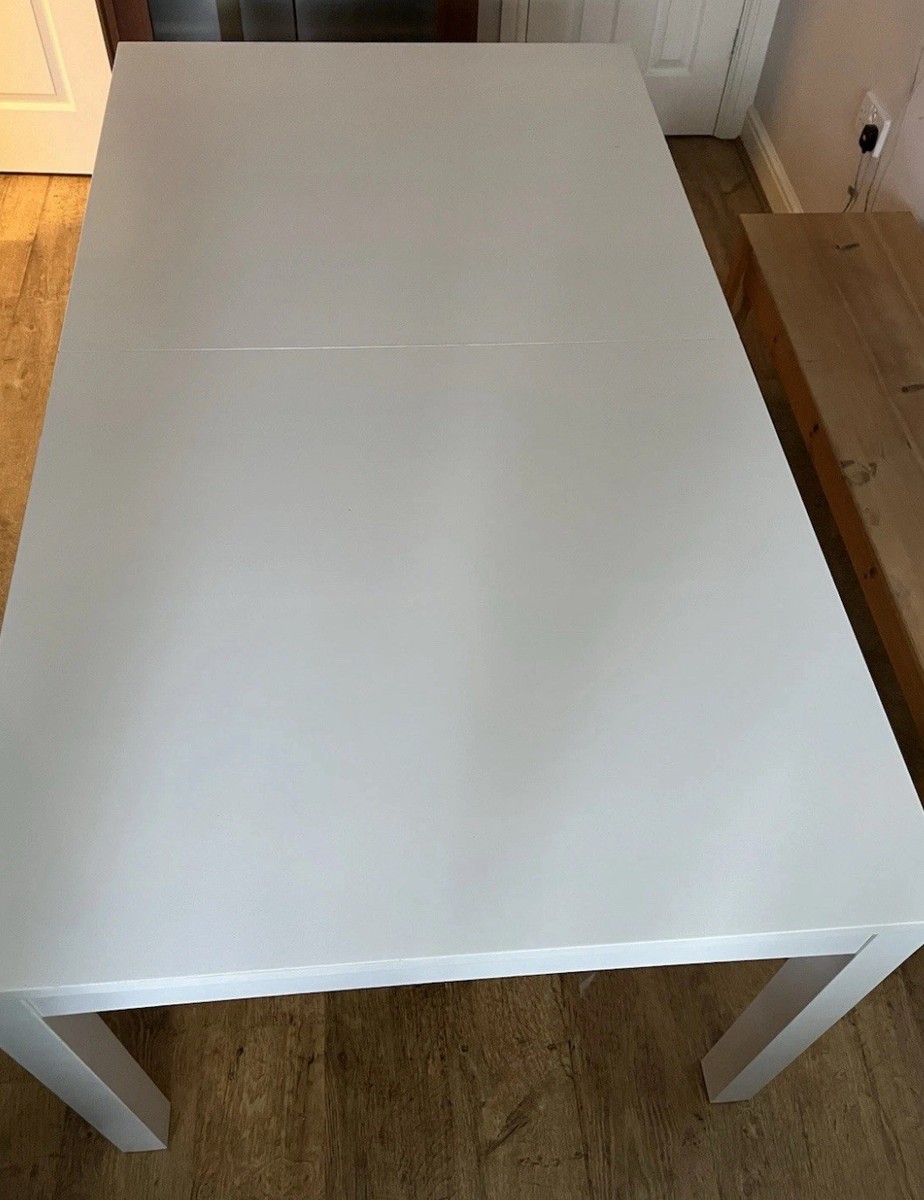 IKEA Bjursta Extendable Dining Table - White - Used | eBay UK