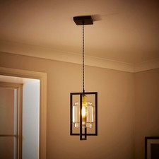 Dunelm Seattle Industrial Pendant Light  Glass / Matte Black RRP £45