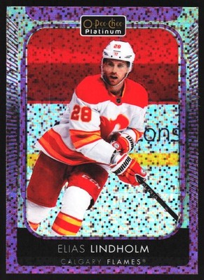 2021-22 O-Pee-Chee Platinum #170 Elias Lindholm Violet-Pixels #/299