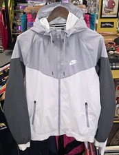 Nike Windrunner Hooded Jacket White & Grey Size Medium Lightweight 