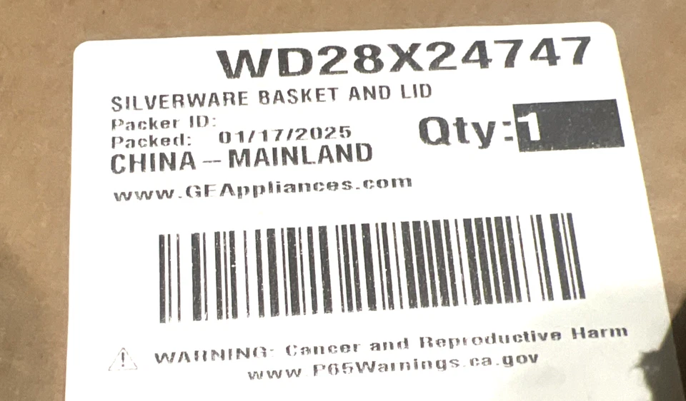Cesta y tapa de cubiertos para electrodomésticos GE WD28X24747 Foto 4 de 4