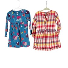 Tea Collection Girls Size 3 Dresses Bundle Floral Blue Plaid Flannel Cotton