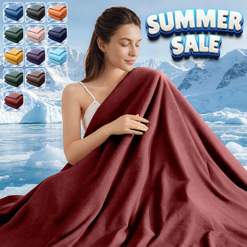 Cooling Quilt Summer Blanket Lightweight Breathable Soft Bed Throw Queen King