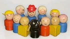 Vintage Fisher Price Little People Wooden Figures Lot 1960s 1970s