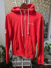 Pure Barre Womens Red Full Zip Stretch Hooded Sweatshirt Jacket Sz Medium