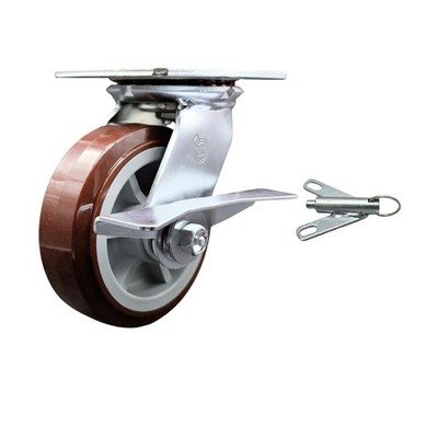 6 Inch Polyurethane Caster with Roller Bearing and Brake/Swivel Lock SCC