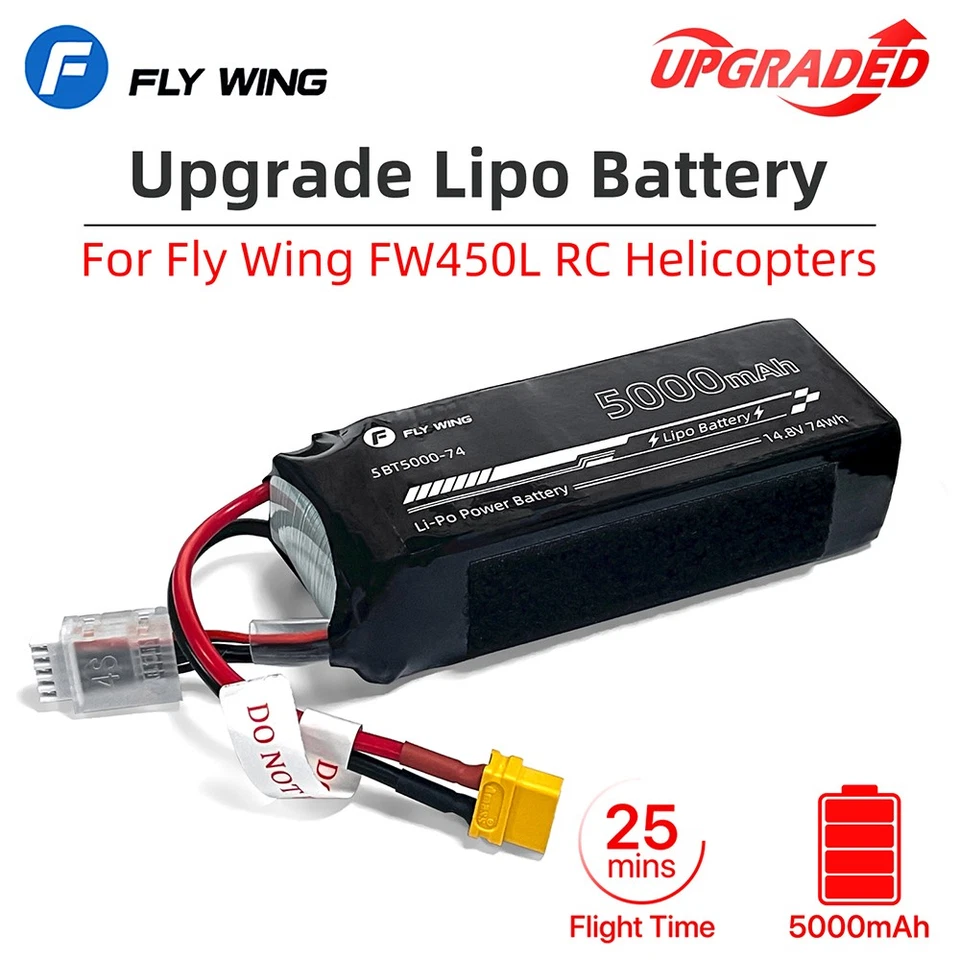 FLY WING FW450L RC Helicopters 14.8V 5000mAh Lipo Battery For EC-135 / Bell-412 - Image 2 of 4