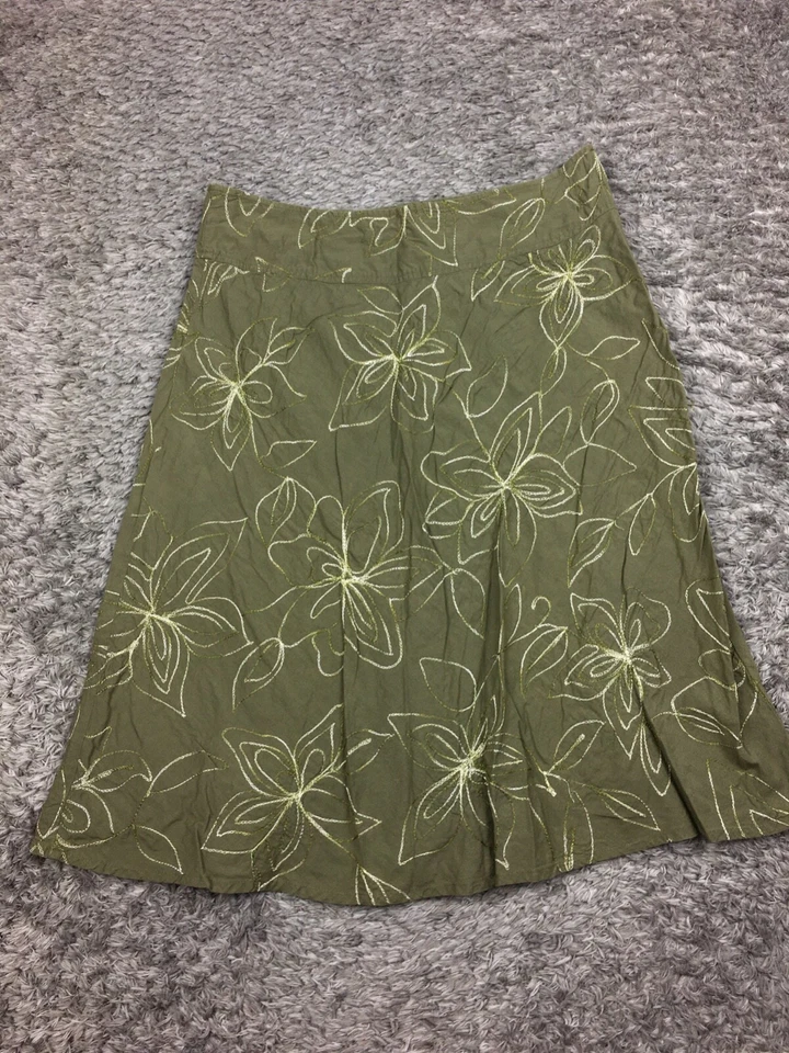 Geoffrey Beene Sport Skirt Womens Size 6 Green Floral Cotton Knee Length - Image 3 of 4