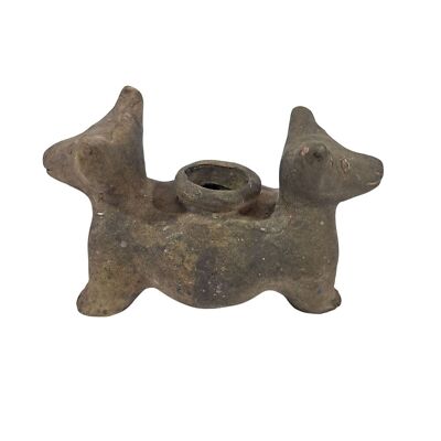 Vintage Pottery Pre-Columbian Colima Two Headed Dog Vessel 