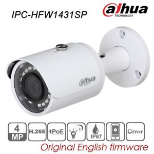 Dahua 4MP H.265 WDR IR POE IP67 Mini-Bullet Camera IPC-HFW1431S Web Viewer CMS