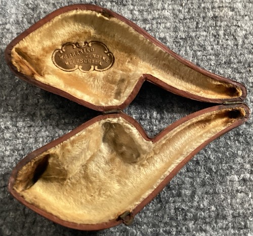 Vintage Meerschaum Amber Carved Pipe Galloping Double Horse With Case - Picture 6 of 7