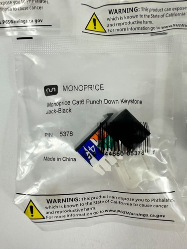 Monoprice Cat6 Punch Down Keystone White 5384 Black 5378 & Blue 5379 Lot of 10 - Picture 3 of 4