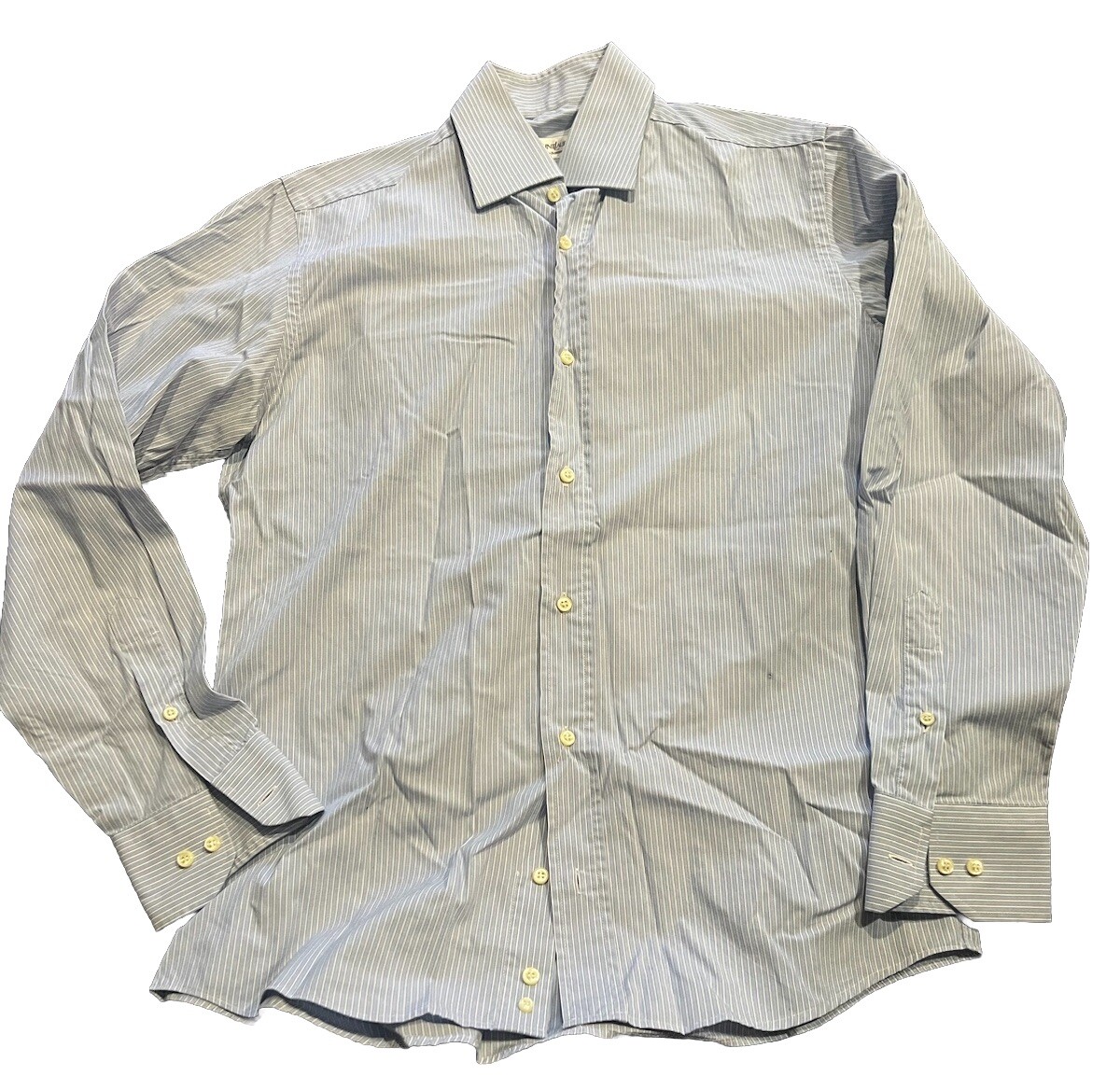 Camicia Yves Saint Laurent YSL da uomo 15 5 39 blu bianco a righe bottoni camicia abito