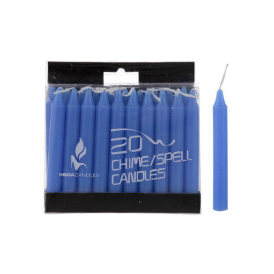 Mega Candles - Unscented 4'' Chime / Spell Taper Candles - Light Blue, Set of 20
