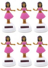 New Solar-Powered Dancing Hula Girl  Set of 6 Pink  FREE SHIPPING