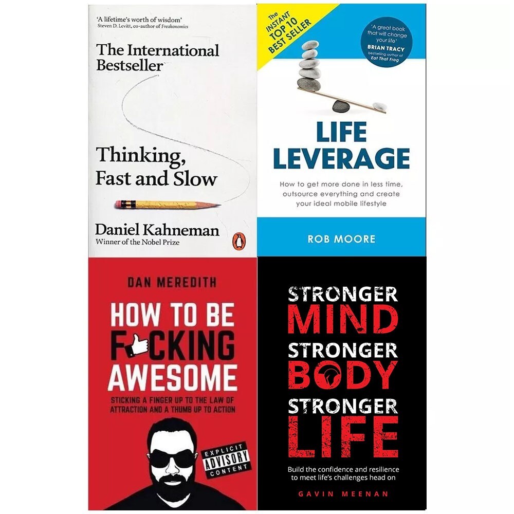 Stronger Mind, Thinking, Life Leverage, How To Be Fcking Awesome 4 Books Set