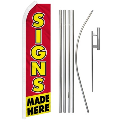 Signs Made Here Super Swooper Flag & Flag Pole Kit & Ground Spike