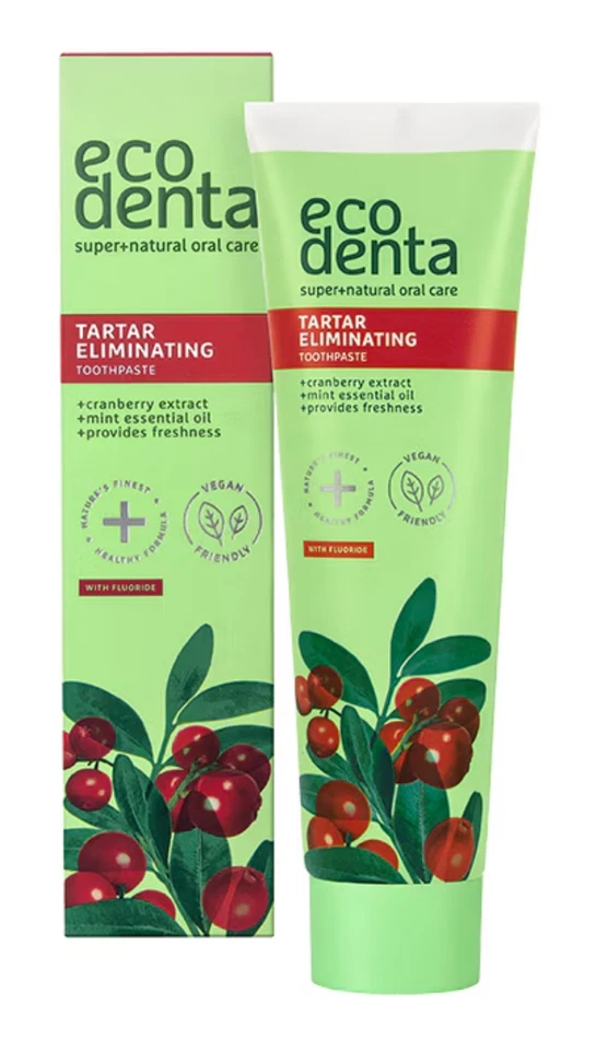 Ecodenta Anti-Zahnstein Relief Fluorid Zahnpasta Cranberry + Kalident 100ml
