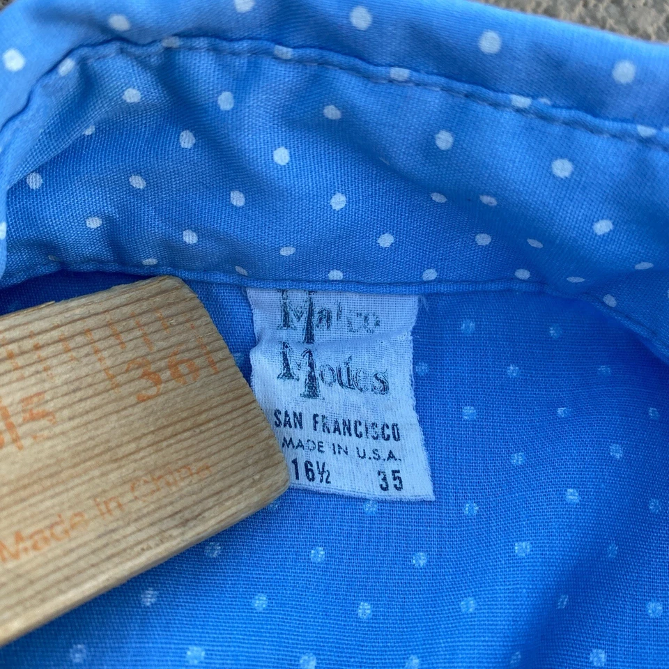 Camisa a Presión De Colección Malco Modes San Fran Azul Perla Occidental Para Hombres 16.5 35 Foto 3 de 4