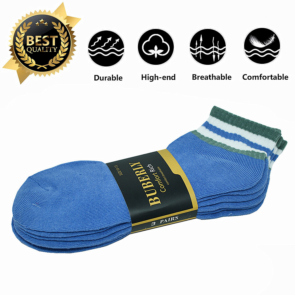 312 Pairs Mens Ankle Crew Socks Premium Cotton Plain Striped Low Cut