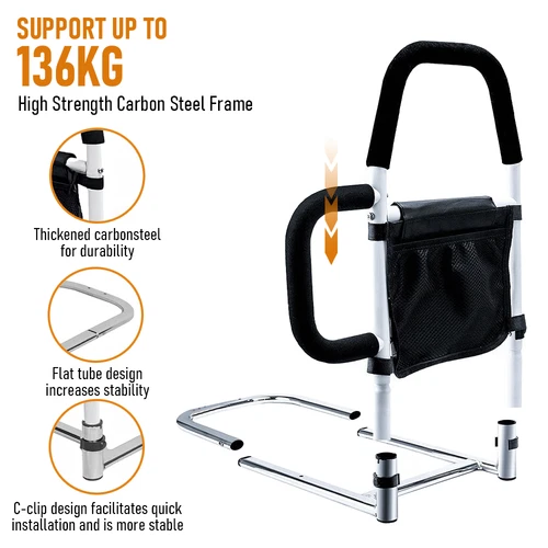 Adjustable Bed Assist Rail Bed Rails with Light and Storage Pocket For Elderly - Picture 3 of 11
