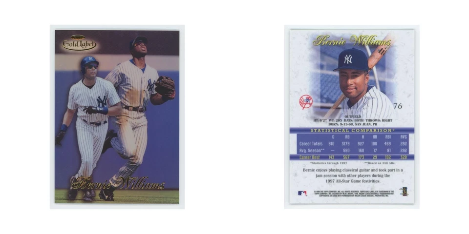 1998 Topps Gold Label Bernie Williams Yankees #76 - Image 3 of 3