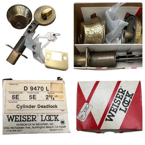 Weiser Einzylinder Riegel Antik Messing D9470L 5E - New Old Stock