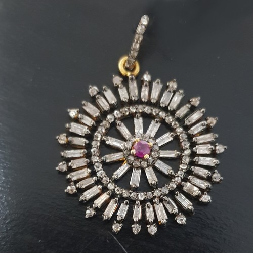 Ciondolo di design in argento sterling 925 con pietra preziosa rubino regalo ... - Foto 3 di 6